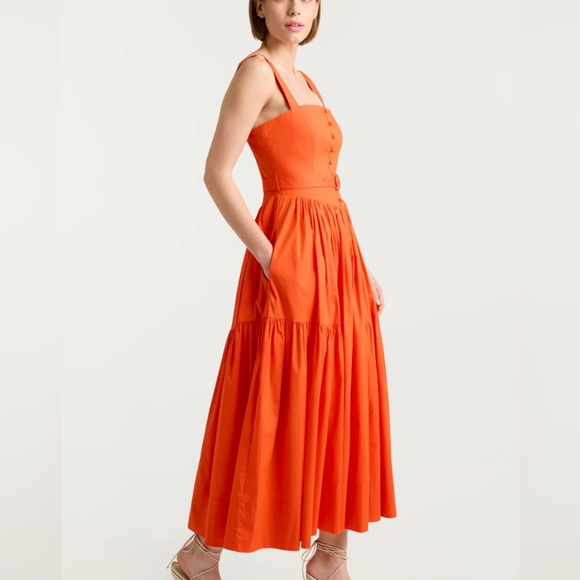 Cinq à Sept Orange Midi Dress - Picture 2 of 7